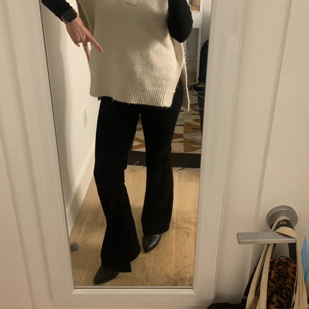 rag & bone black flare jeans with split hem